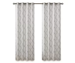 Sereno Fretwork Ivory Light-Filtering Grommet Curtain Panel, (95") -Home Decor Store 810517995 810517996 810517998 11