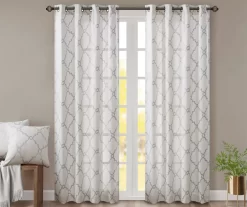 Sereno Fretwork Ivory Light-Filtering Grommet Curtain Panel, (63")