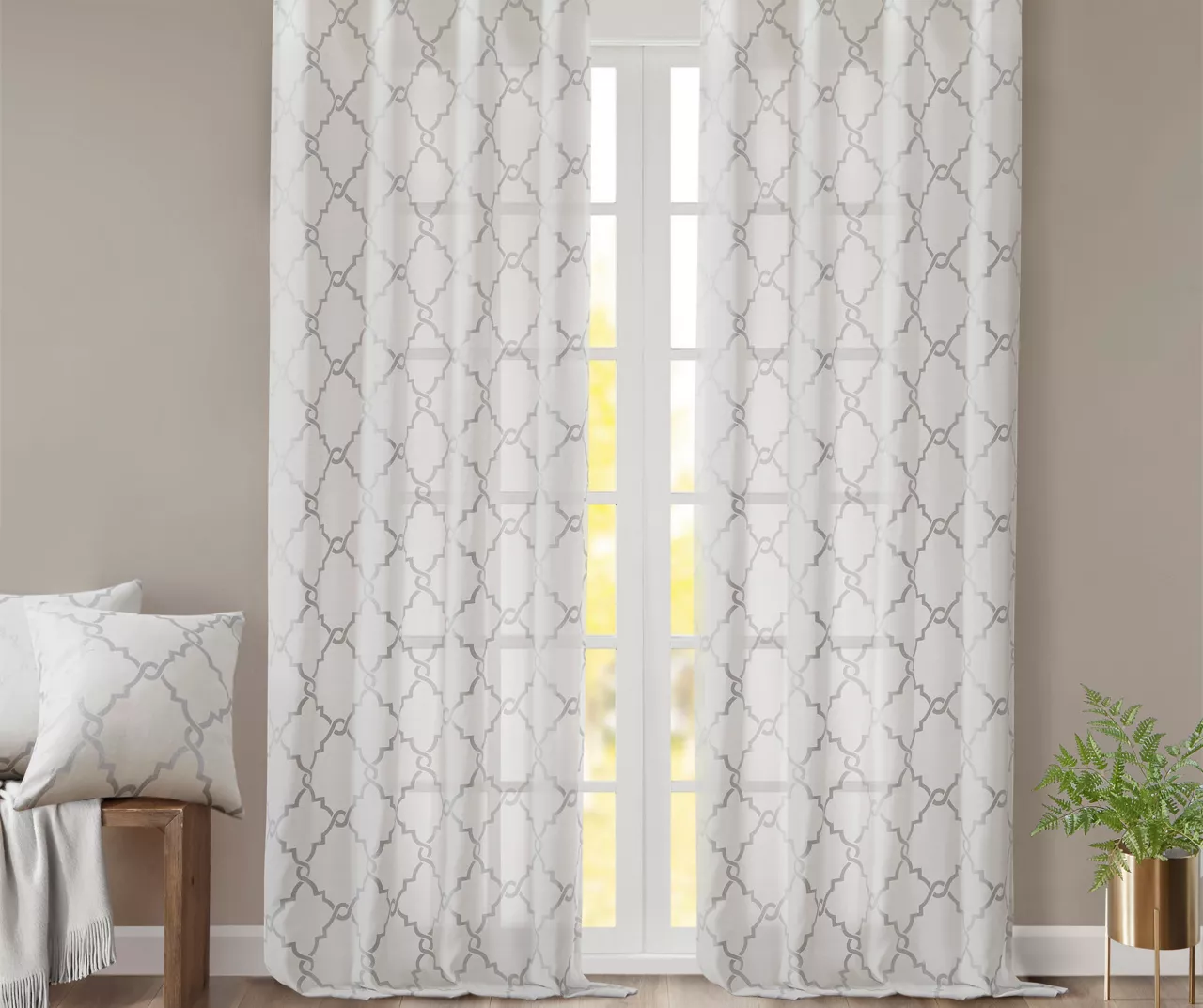 Sereno Fretwork Ivory Light-Filtering Grommet Curtain Panel, (63") 8 Sereno Fretwork Ivory Light-Filtering Grommet Curtain Panel, (63") - Image 8
