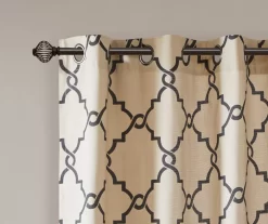 Sereno Fretwork Khaki Light-Filtering Grommet Curtain Panel, (63") -Home Decor Store 810518000 810518001 810518002 3