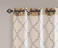 Sereno Fretwork Khaki Light-Filtering Grommet Curtain Panel, (84") -Home Decor Store 810518000 810518001 810518002 4 1