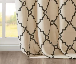 Sereno Fretwork Khaki Light-Filtering Grommet Curtain Panel, (84") -Home Decor Store 810518000 810518001 810518002 5 1