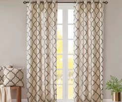 Sereno Fretwork Khaki Light-Filtering Grommet Curtain Panel, (63") -Home Decor Store 810518000 810518001 810518002 7