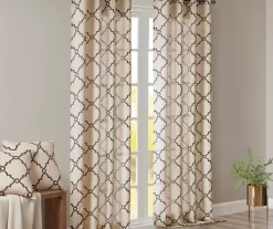 Sereno Fretwork Khaki Light-Filtering Grommet Curtain Panel, (84") -Home Decor Store 810518000 810518001 810518002 8 1