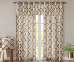 Sereno Fretwork Khaki Light-Filtering Grommet Curtain Panel, (63") -Home Decor Store 810518000 810518001 810518002 9