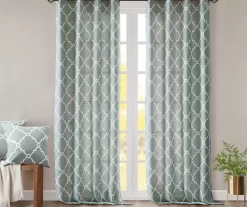 Sereno Fretwork Seafoam Light-Filtering Grommet Curtain Panel, (84") -Home Decor Store 810518004 810518005 810518006 7 1