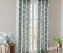 Sereno Fretwork Seafoam Light-Filtering Grommet Curtain Panel, (84") -Home Decor Store 810518004 810518005 810518006 8 1