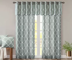 Sereno Fretwork Seafoam Light-Filtering Grommet Curtain Panel, (63") -Home Decor Store 810518004 810518005 810518006 9