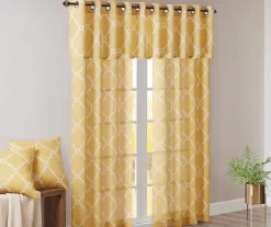 Sereno Fretwork Yellow Light-Filtering Grommet Curtain Panel, (63") -Home Decor Store 810518008 810518009 810518010 10 2
