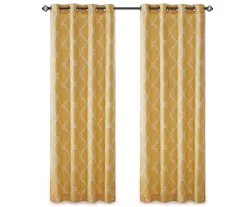 Sereno Fretwork Yellow Light-Filtering Grommet Curtain Panel, (84") -Home Decor Store 810518008 810518009 810518010 11