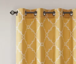 Sereno Fretwork Yellow Light-Filtering Grommet Curtain Panel, (63") -Home Decor Store 810518008 810518009 810518010 3 2
