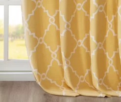 Sereno Fretwork Yellow Light-Filtering Grommet Curtain Panel, (84") -Home Decor Store 810518008 810518009 810518010 5