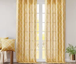 Sereno Fretwork Yellow Light-Filtering Grommet Curtain Panel, (84") -Home Decor Store 810518008 810518009 810518010 7