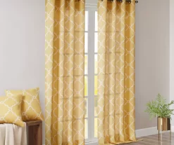 Sereno Fretwork Yellow Light-Filtering Grommet Curtain Panel, (63") -Home Decor Store 810518008 810518009 810518010 8 2