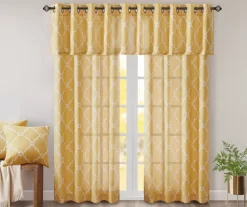Sereno Fretwork Yellow Light-Filtering Grommet Curtain Panel, (63") -Home Decor Store 810518008 810518009 810518010 9 2