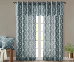 Sereno Fretwork Blue Light-Filtering Grommet Curtain Panel, (84") -Home Decor Store 810518012 810517719 810517720 9