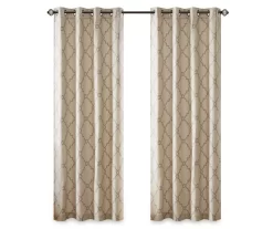 Sereno Fretwork Beige Light-Filtering Grommet Curtain Panel, (63") -Home Decor Store 810518024 810518025 810518026 11 2