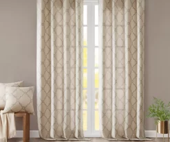 Sereno Fretwork Beige Light-Filtering Grommet Curtain Panel, (84") -Home Decor Store 810518024 810518025 810518026 7 1