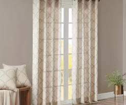 Sereno Fretwork Beige Light-Filtering Grommet Curtain Panel, (84") -Home Decor Store 810518024 810518025 810518026 8 1