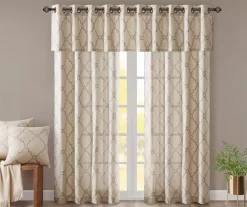 Sereno Fretwork Beige Light-Filtering Grommet Curtain Panel, (63") -Home Decor Store 810518024 810518025 810518026 9 2