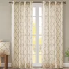 Sereno Fretwork Beige & Gold Light-Filtering Grommet Curtain Panel, (63")