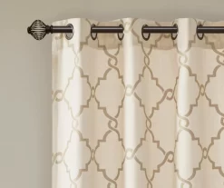 Sereno Fretwork Beige & Gold Light-Filtering Grommet Curtain Panel, (63") -Home Decor Store 810518028 810518029 810518030 3 2