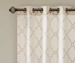 Sereno Fretwork Beige & Gold Light-Filtering Grommet Curtain Panel, (84") -Home Decor Store 810518028 810518029 810518030 4
