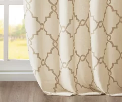 Sereno Fretwork Beige & Gold Light-Filtering Grommet Curtain Panel, (84") -Home Decor Store 810518028 810518029 810518030 5