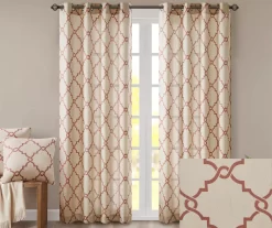 Sereno Fretwork Beige & Spice Light-Filtering Grommet Curtain Panel, (84") -Home Decor Store 810518031 810518032 810518034 2