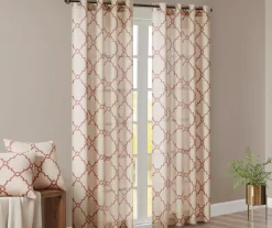 Sereno Fretwork Beige & Spice Light-Filtering Grommet Curtain Panel, (84") -Home Decor Store 810518031 810518032 810518034 8