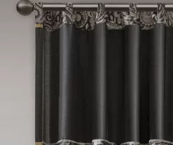 Valerie Black Light-Filtering Rod Pocket Curtain Panel Pair, (95") -Home Decor Store 810518076 810518077 4