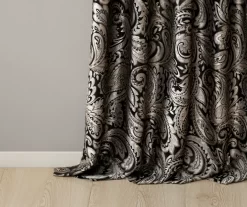 Valerie Black Light-Filtering Rod Pocket Curtain Panel Pair, (95") -Home Decor Store 810518076 810518077 5