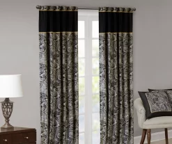 Valerie Black Light-Filtering Rod Pocket Curtain Panel Pair, (95") -Home Decor Store 810518076 810518077 8