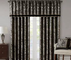 Valerie Black Light-Filtering Rod Pocket Curtain Panel Pair, (95") -Home Decor Store 810518076 810518077 9