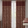 Valerie Burgundy Light-Filtering Rod Pocket Curtain Panel Pair, (95")