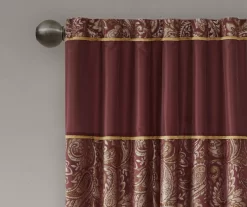 Valerie Burgundy Light-Filtering Rod Pocket Curtain Panel Pair, (95") -Home Decor Store 810518081 810518082 3