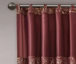 Valerie Burgundy Light-Filtering Rod Pocket Curtain Panel Pair, (95") -Home Decor Store 810518081 810518082 4