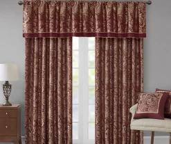 Valerie Burgundy Light-Filtering Rod Pocket Curtain Panel Pair, (95") -Home Decor Store 810518081 810518082 9