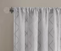Clarissa Diamond Gray Sheer Rod Pocket Curtain Panel, (95") -Home Decor Store 810518093 810518094 2 1