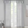 Persis Light Gray Voile Sheer Twisted Tab Curtain Panel Pair, (95")
