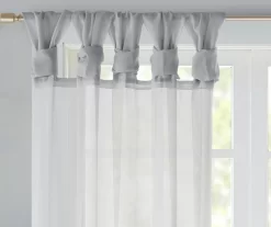 Persis Light Gray Voile Sheer Twisted Tab Curtain Panel Pair, (63") -Home Decor Store 810518134 810518135 810518136 2 2