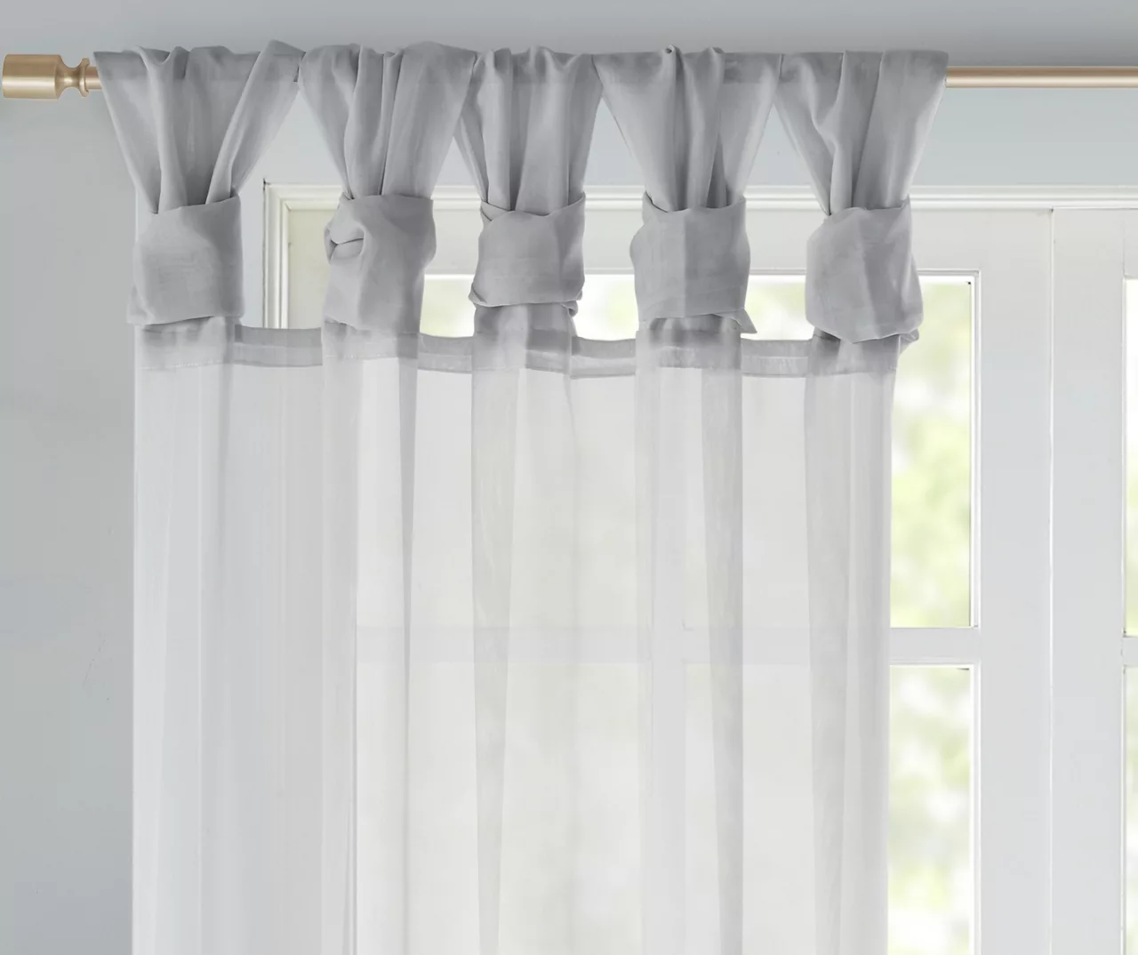 Persis Light Gray Voile Sheer Twisted Tab Curtain Panel Pair, (84") 3 Persis Light Gray Voile Sheer Twisted Tab Curtain Panel Pair, (84") - Image 3