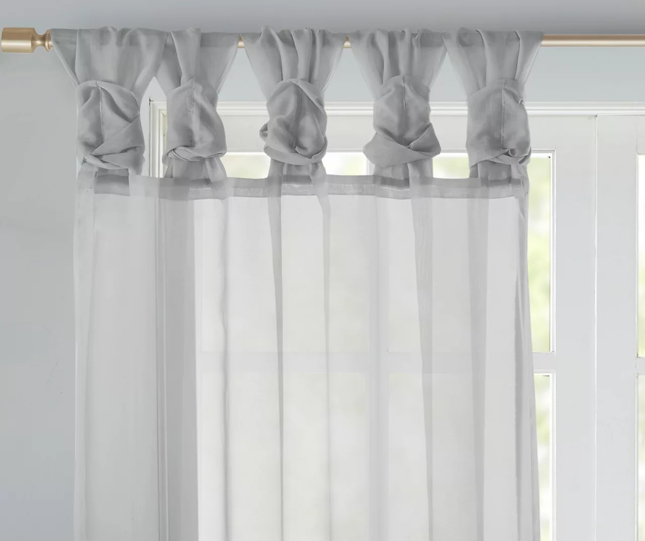 Persis Light Gray Voile Sheer Twisted Tab Curtain Panel Pair, (84") 4 Persis Light Gray Voile Sheer Twisted Tab Curtain Panel Pair, (84") - Image 4