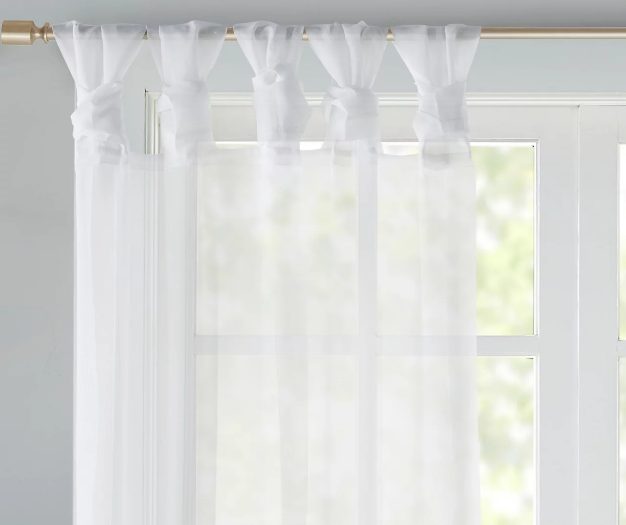 Persis White Voile Sheer Twisted Tab Curtain Panel Pair, (84") 3 Persis White Voile Sheer Twisted Tab Curtain Panel Pair, (84") - Image 3
