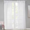 Persis White Voile Sheer Twisted Tab Curtain Panel Pair, (84")