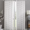 Clarissa Diamond White & Gray Sheer Rod Pocket Curtain Panel, (95")