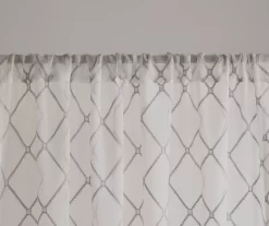 Clarissa Diamond White & Gray Sheer Rod Pocket Curtain Panel, (95") 7 Clarissa Diamond White & Gray Sheer Rod Pocket Curtain Panel, (95") -Home Decor Store 810518156 810518157 3