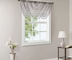 Clarissa Diamond Sheer Rod Pocket Waterfall Valance, (46") -Home Decor Store 810518158 1