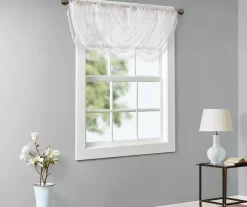 Clarissa Diamond Sheer Rod Pocket Waterfall Valance, (46") -Home Decor Store 810518165 1
