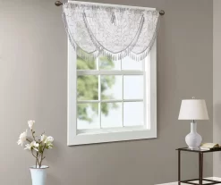 Clarissa Diamond Sheer Rod Pocket Waterfall Valance, (46") -Home Decor Store 810518167 1